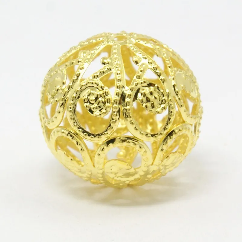 

100g/lot about 6~16mm Mixed Round Iron Filigree Hollow Beads Metal Charms Golden Spacer Beads ForJewelry Making F70