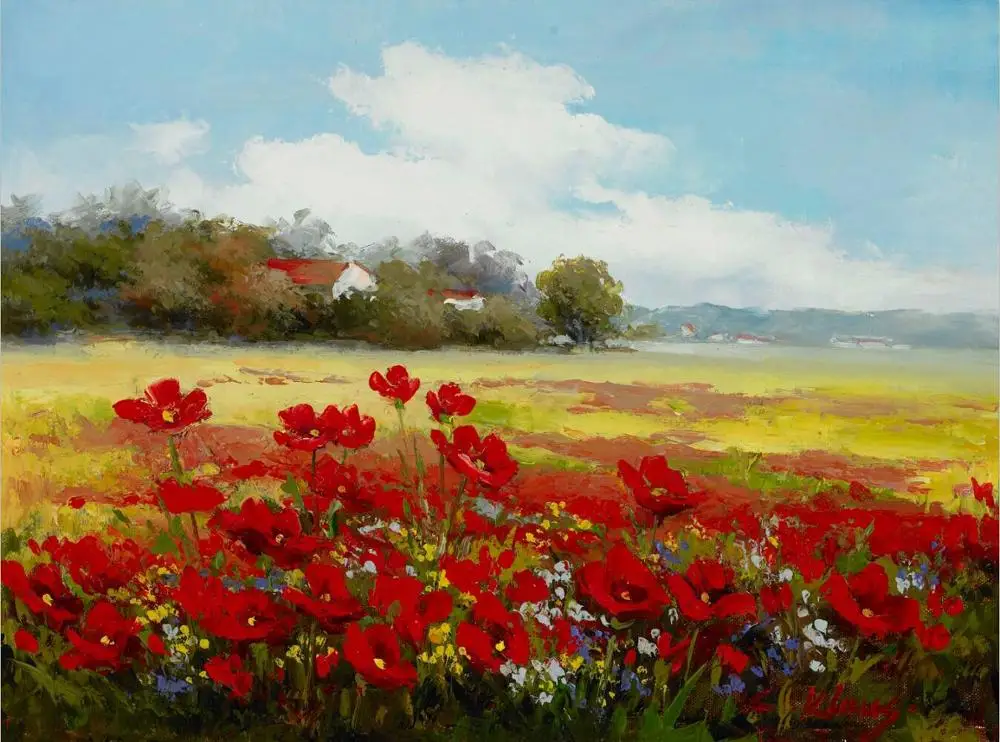 PC4720 Клода монета лотоса Poppy Fields картина маслом в стиле импрессионизма на Постеры-холсты и репродукции, настенное искусство картина для гостиной - Цвет: PC4720