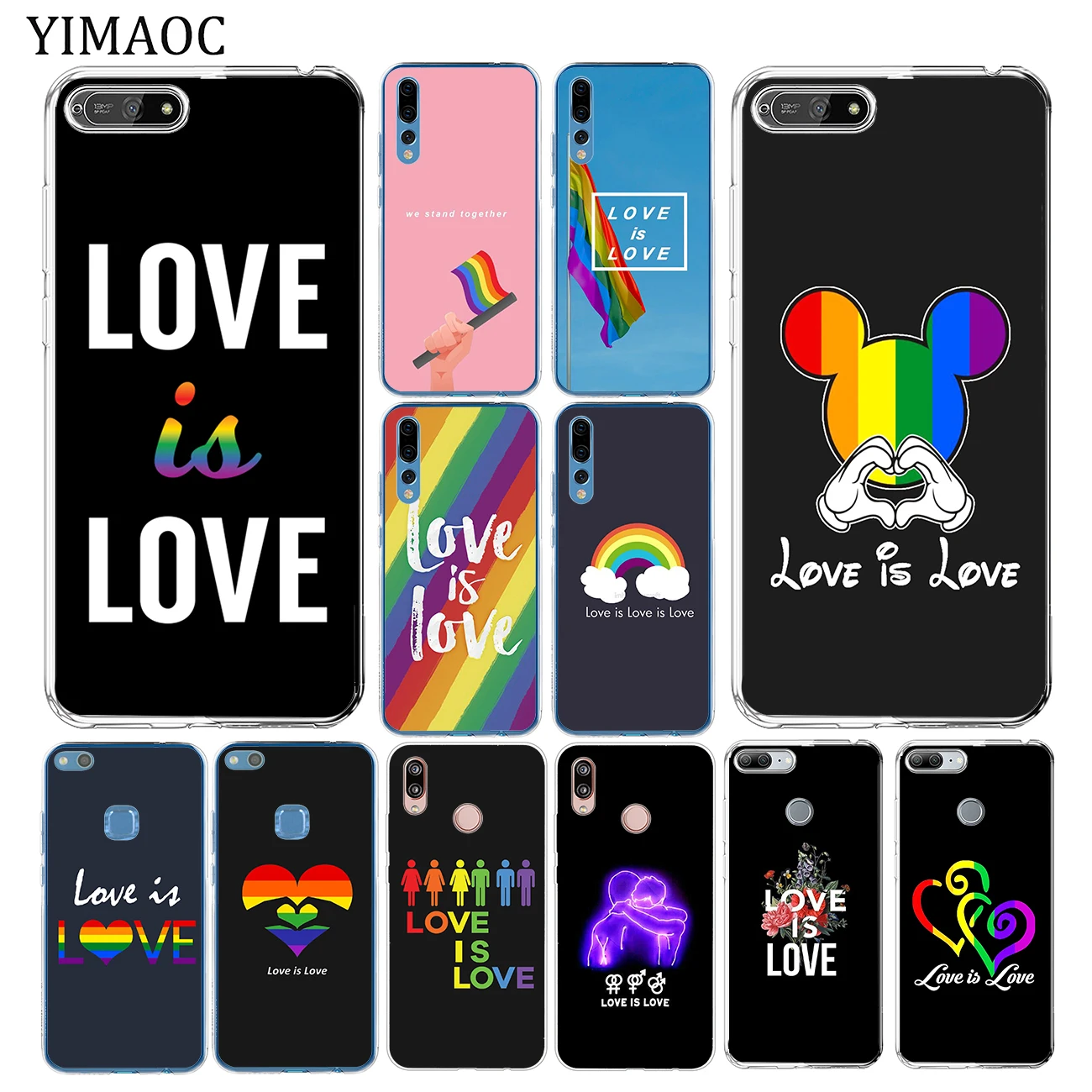 Мягкий чехол YIMAOC Love Is LGBT Rainbow Heart для Huawei Y7 Y6 Y9 Prime 2018 Honor 20 10 8 8C 8X 9X 9 Lite 7X 7C 7A