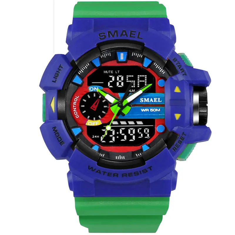 Green Relogio Masculino SMAEL спортивные Повседневное часы светодиодный цифровой дисплей, военные часы Для мужчин часы Дата 1436 Для мужчин наручные часы Для мужчин - Цвет: Green