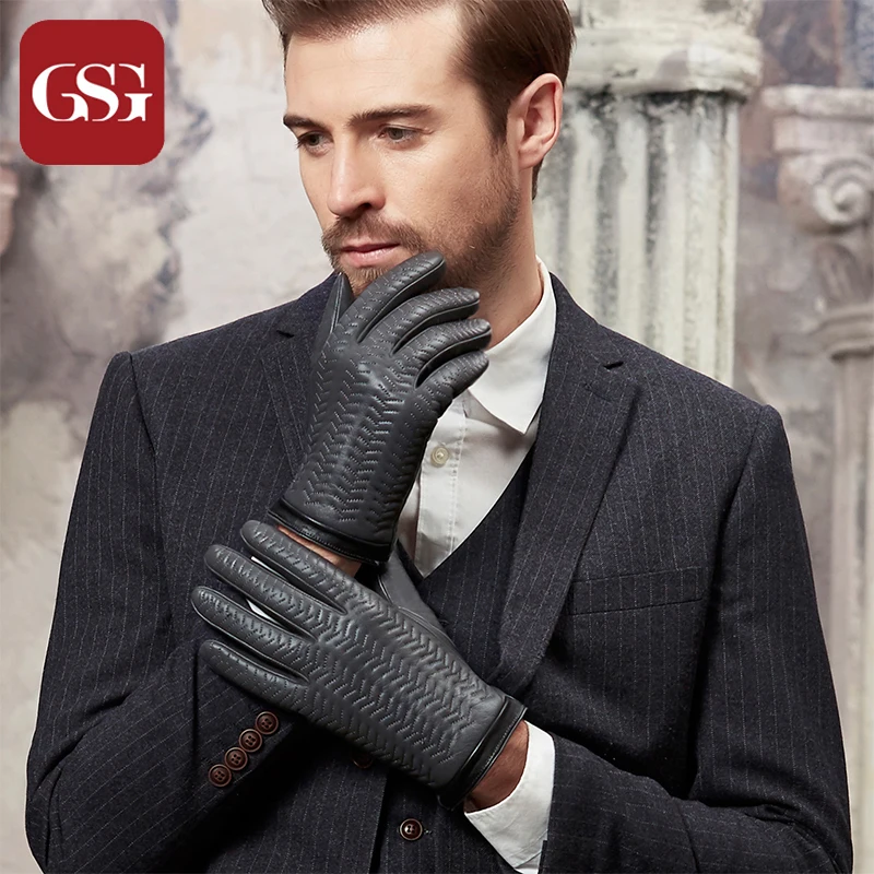GSG зимние перчатки из натуральной кожи для мужчин и женщин модные вязаные ручной