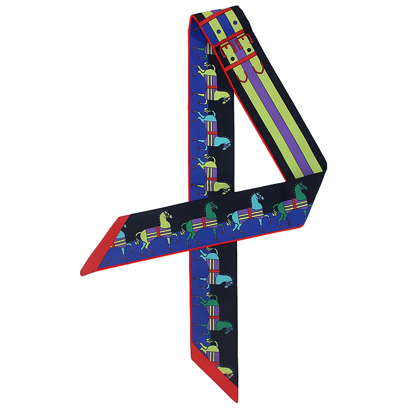 2018 New Fashion Cute Animal Cat Feather Print Silk Scarf Women Brand Bag Ribbons Hot Sale Head Small Long Scarves | Аксессуары для