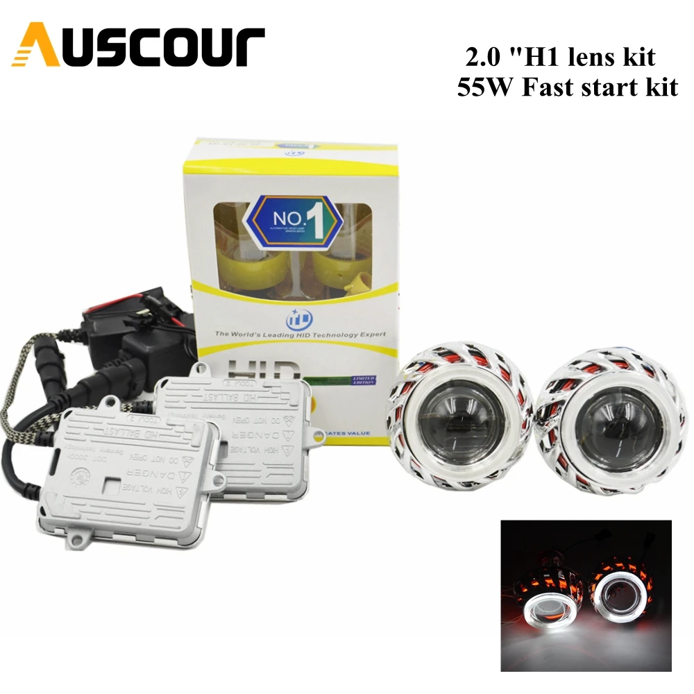 2 шт. 0 дюйма H1 Bi xenon hid объектив проектора огнеупорное колесо DRL CCFL ангельские