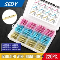 2021sedy 220pcs polyolefin shrinking assorted heat shrink tube wire cable sleeving tubing waterproof insulated welding terminals