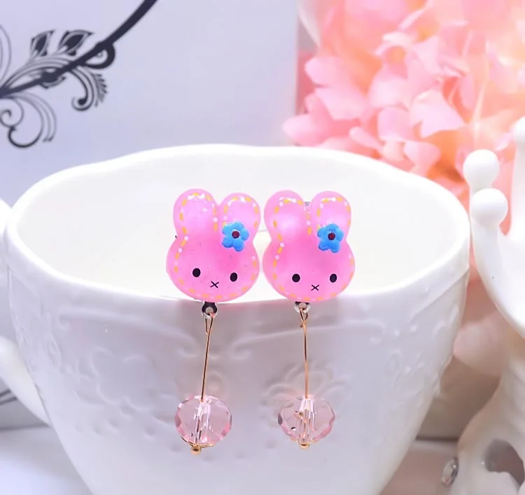 Клипсы в виде принцессы милые Мультяшные клипсы для ушей клубничный бант кролик