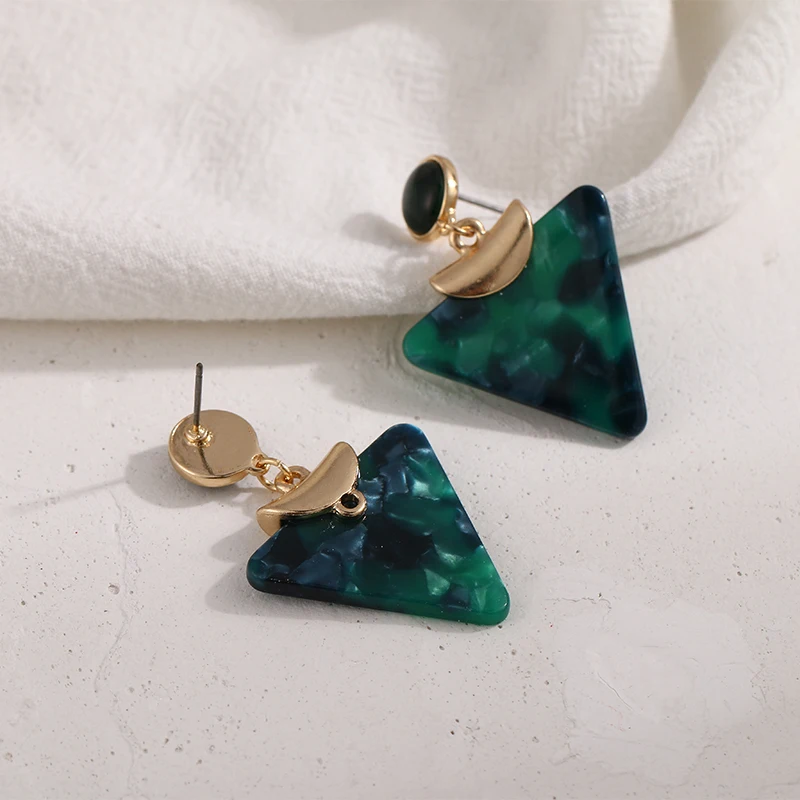 YMYW стиль Новинка Модная элегантная уксусной кислоты зеленый Треугольники