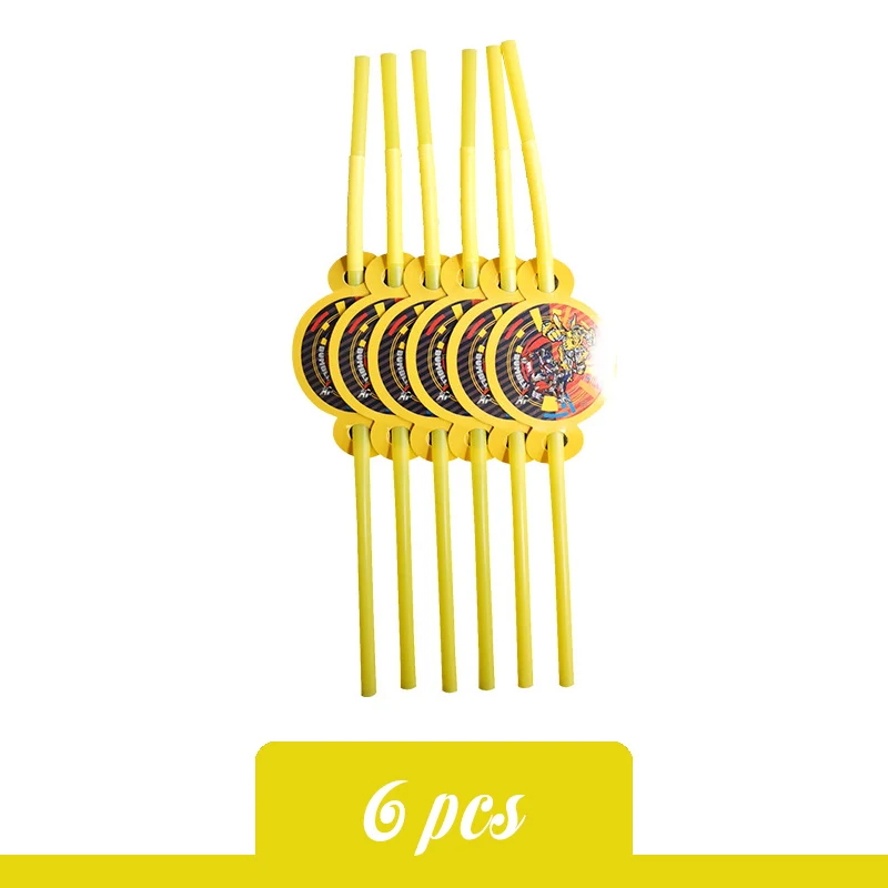 Straw Children Party Set Transformation Bumblebee Optimus Prime Birthday Party Supplies Decoration Balloon Party Decoration Boy - Цвет: Straw