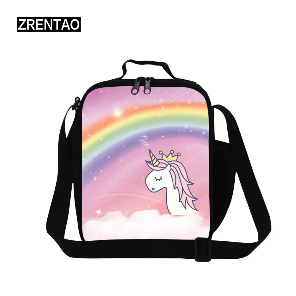 Lunch Cooler Bag 3 Радуга Единорог печать милый мультфильм детская сумка для обеда изолированный Bento коробка ланчбаг с плечевым ремнем держатель воды для малышей - Цвет: Lunch Cooler Bag 3