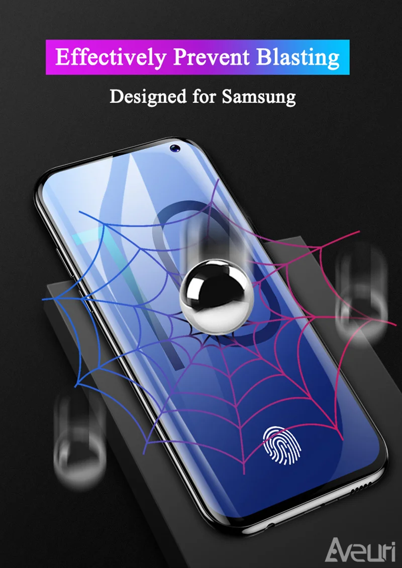Aveuri ультрафиолетового света Стекло для samsung Galaxy S10 плюс S10+ S10E закаленное Стекло для samsung S8 S9 плюс Поддержка разблокировка отпечатком пальца