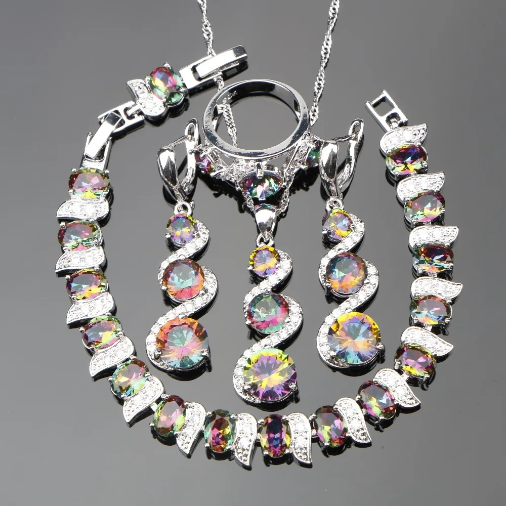 Набор свадебных ювелирных изделий из серебра 925 пробы с цирконием роскошные