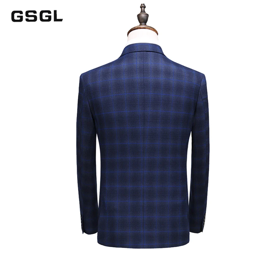 Men Plaid Suit Slim Fit Business Casual Dress Suit 3 Pieces Set Groom Wedding Suit High Quality Men's Suits With Pants
