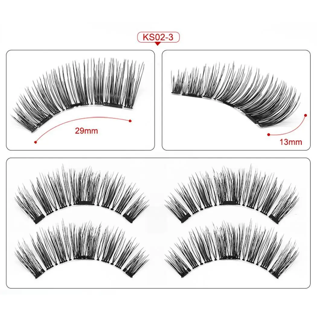 Magnetic False Eyelashes Sticky-free Handmade Black China Beauty Synthetic Material | Красота и здоровье