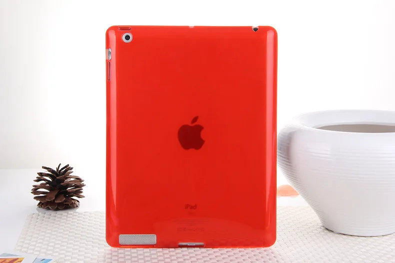Силиконовый мягкий чехол-накладка из ТПУ на заднюю панель для Apple iPad 2/3/4 ультра тонкий прозрачный чехол полупрозрачный кожаный защитый чехол для iPad 234 9,"+ стилус - Цвет: Красный