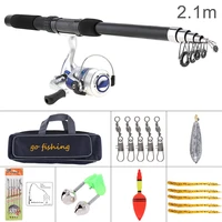 1 8m fishing rod reel line combo full kits spinning reel pole set with fishing bag carp lures fishing float hook swivel etc tool