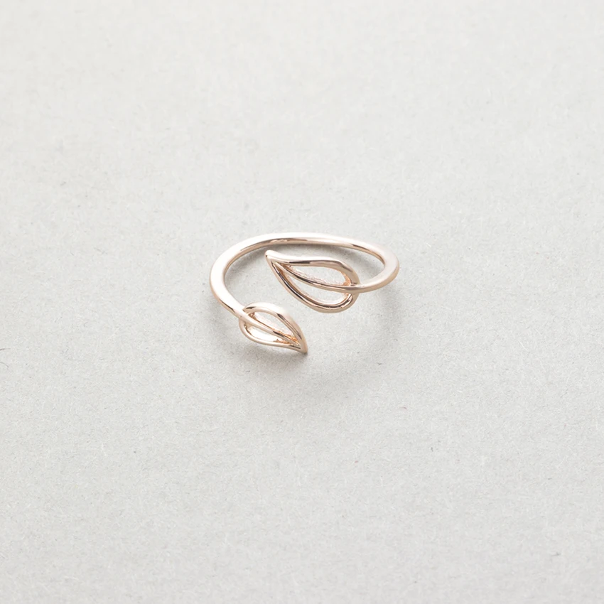 Великолепная сказка 10 шт./лот минимализм двойной лист Кольца серебро розовое