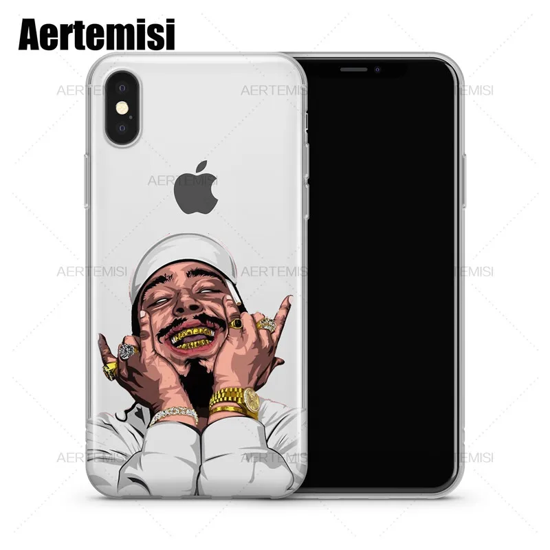 

Aertemisi Phone Cases Post Malone Posty Fest Baby Clear TPU Case Cover for iPhone 6 6s 7 8 Plus X XS Max XR