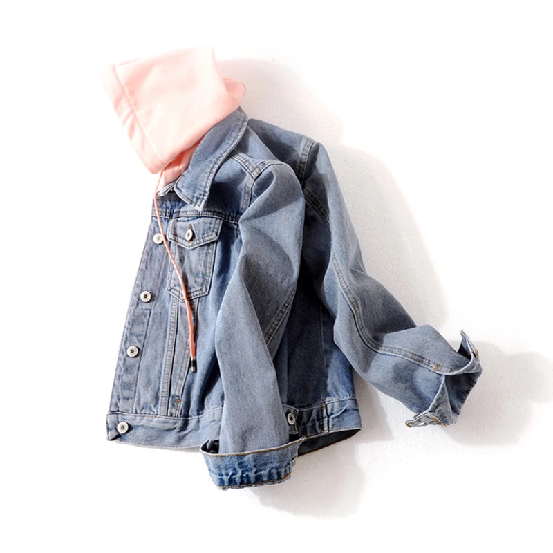 Короткая джинсовая куртка размера плюс 2XL осенняя Модная Джинсовая с капюшоном