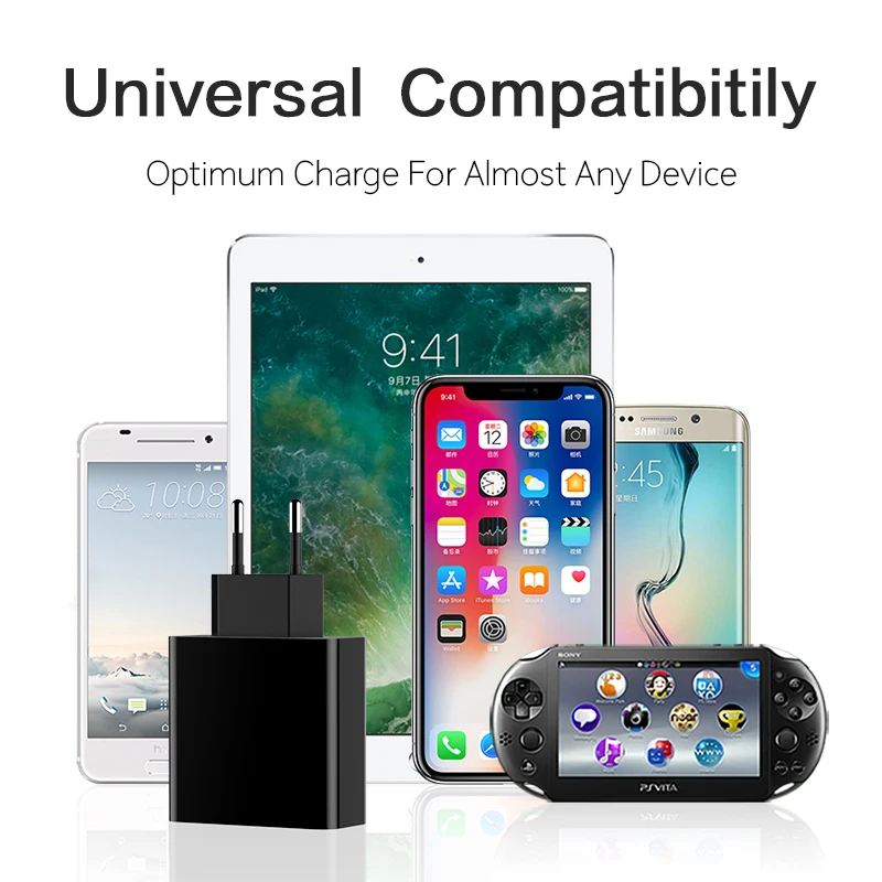 Светодиодный дисплей 3 USB зарядное устройство QC3.0 порта быстрое штепсельная вилка
