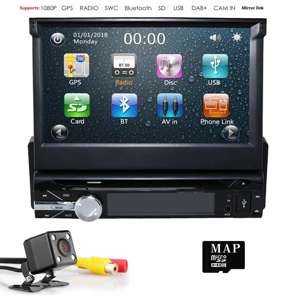 1 Din автомобильный DVD GPS навигационный плеер для универсального автомобильного