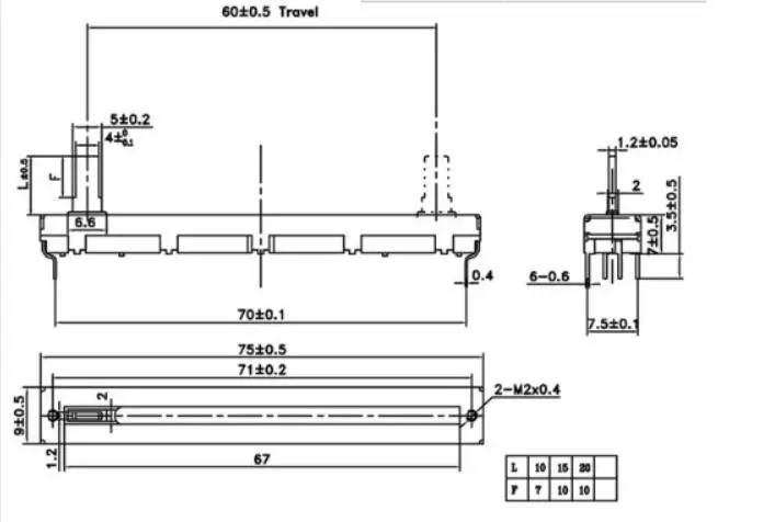 5 шт. 75 мм D103 + fader cap для микшер BEHRINGER 1204FX/прямой подвижный ремешок потенциометр D10K