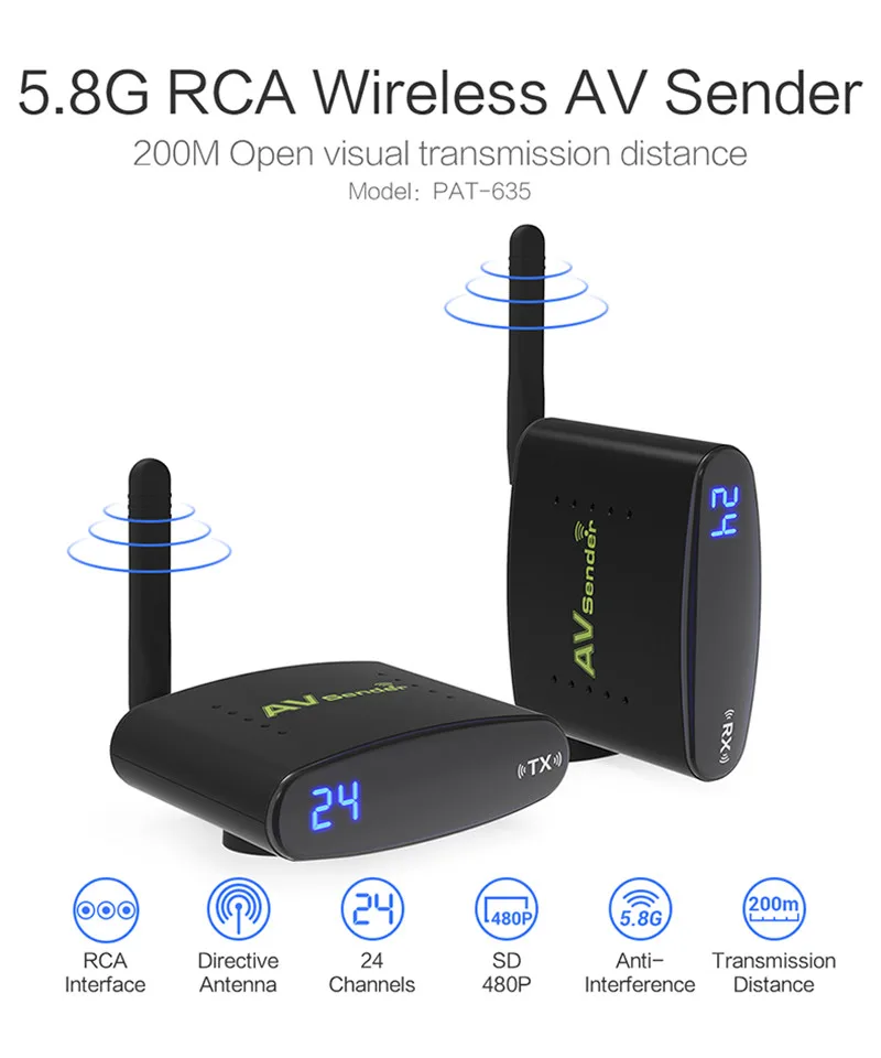 Беспроводной av передатчик и приемник REDAMIGO 5 8 GHz 200M RTE635|video sender|audio video senderwireless transmitter