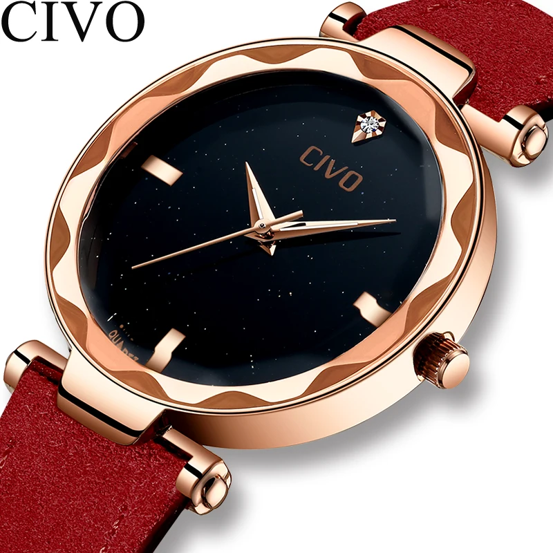 CIVO модные элегантные женские наручные часы Роскошные TopBrand со стразами Reloj Mujer