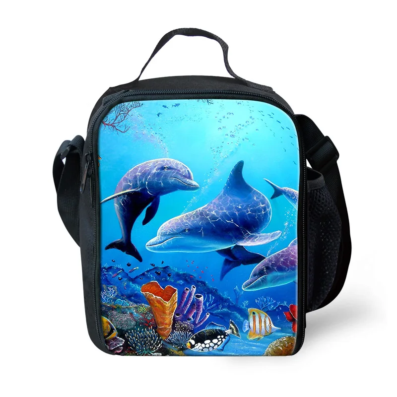 THINK Lovely Dolphin Underwater World Printing School Lunchbox Cooler Bag For Student Worker Insulated Thermal Lunch Box Insulat | Багаж и