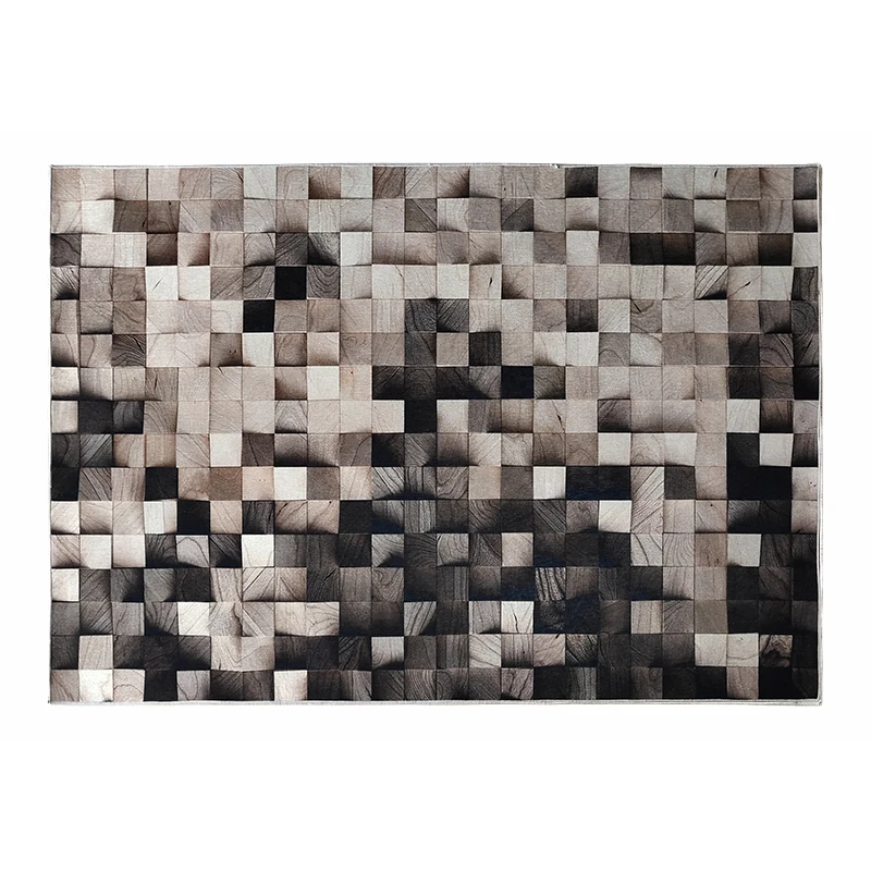 

Ins nordic Wood grain geometric Gradient Living room carpet Bedroom bedside rug Study floor mat non-slip superfine fiber carpet