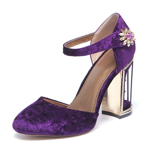 purple2 Новинка года; сезон весна-лето; женские туфли на высоком каблуке со стразами; свадебные туфли; красные, фиолетовые женские вечерние туфли на платформе с кружевом - Цвет: purple2