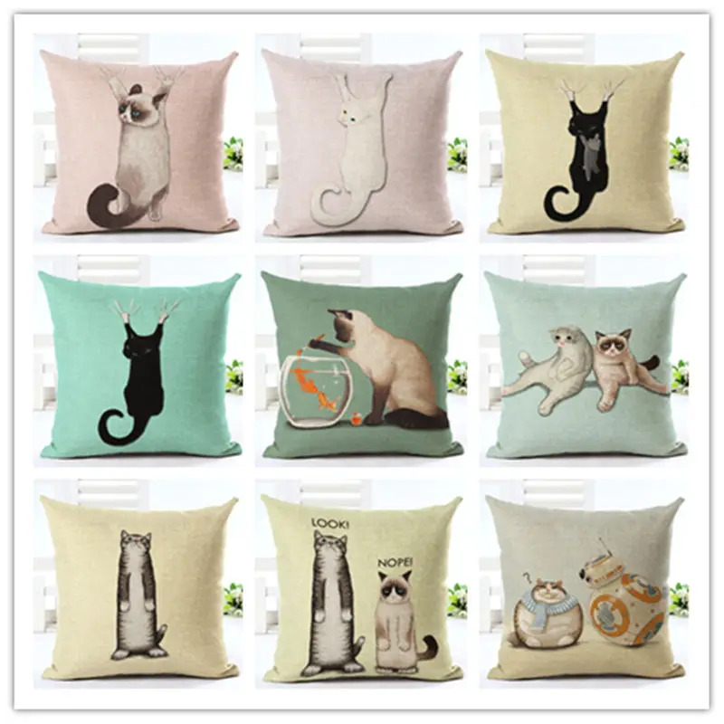 Модный Чехол на подушку с цифровой печатью милый рисунок кошки наволочка
