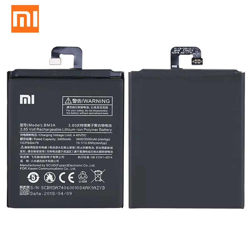 Оригинальный аккумулятор Xiaomi Note 3 BM3A 3500 мач высококачественный запасной для