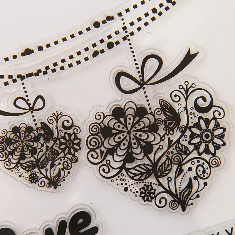 vintage Love heart bouquet transparent silicone clear stamp for scrapbooking DIY craft decoration kids stationery | Канцтовары для