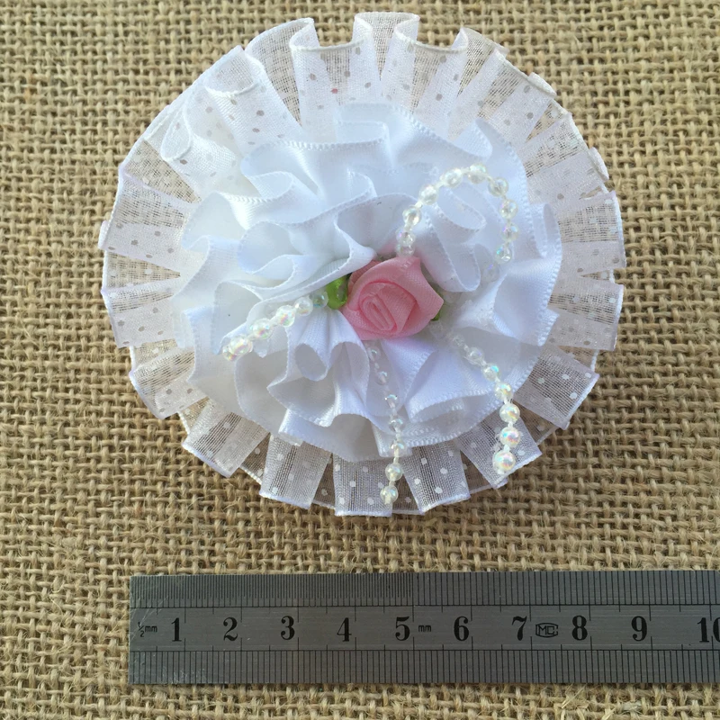 2 шт. белая эластичная лента цветы розовый бутон тюль шифоновая на голову с