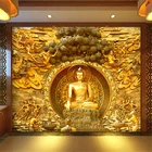 3D стерео обои, Золотая Будда, буддийская Храмовая роспись, на заказ, большой экран гостиной, фон