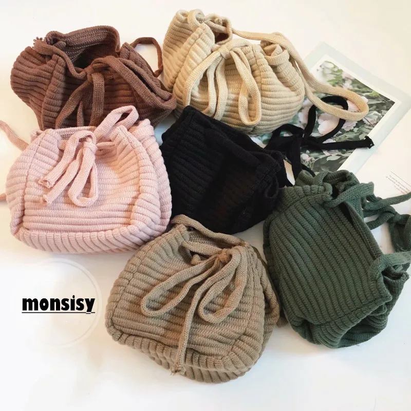 Monsisy Winter Children Wool Bag For Girl Boy Handbag Kid Coin Purse Shoulder for Toddler Gift Baby Knitted Small Tote | Багаж и сумки