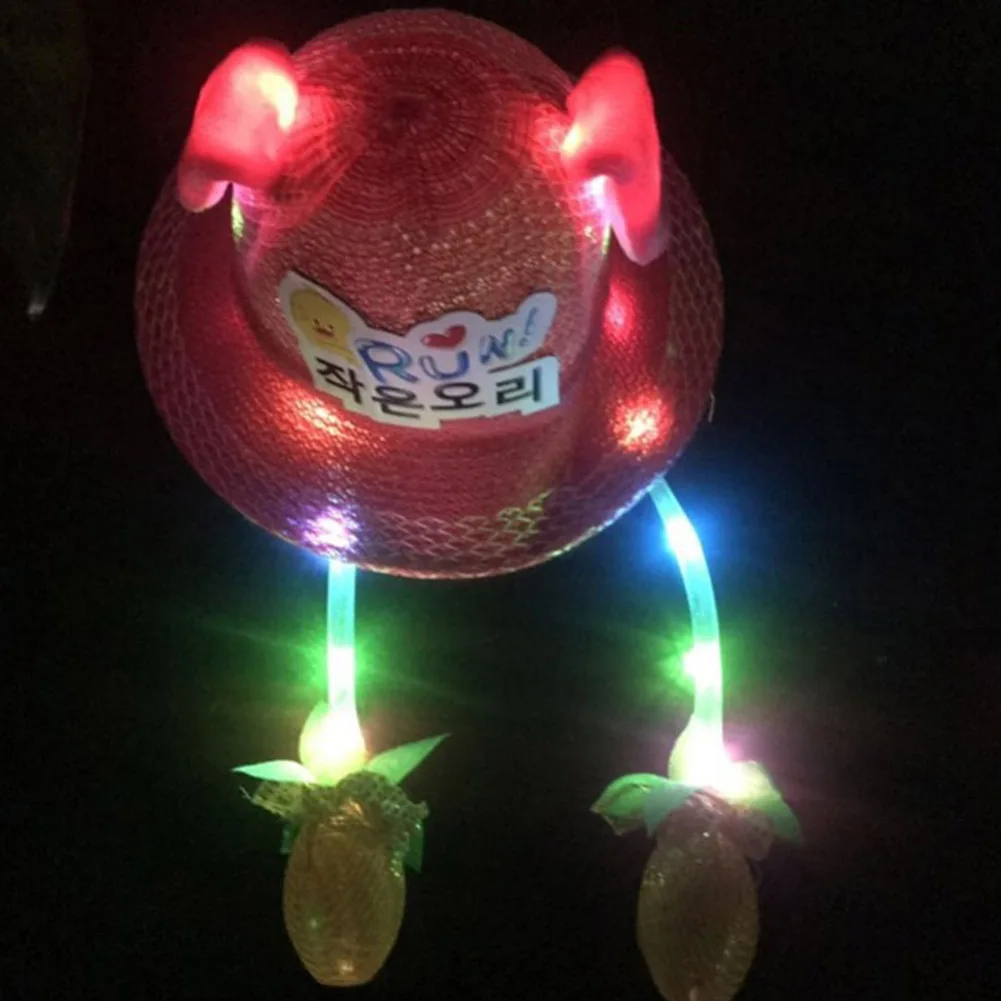 Санвуд милые двигающиеся заячьи ушки дети LED освещение соломенная шляпа подушка