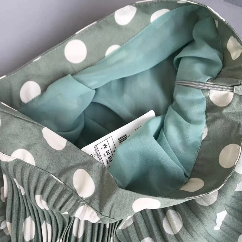 2018 зеленый горох плиссированные шифоновые женские юбки Летняя Империя