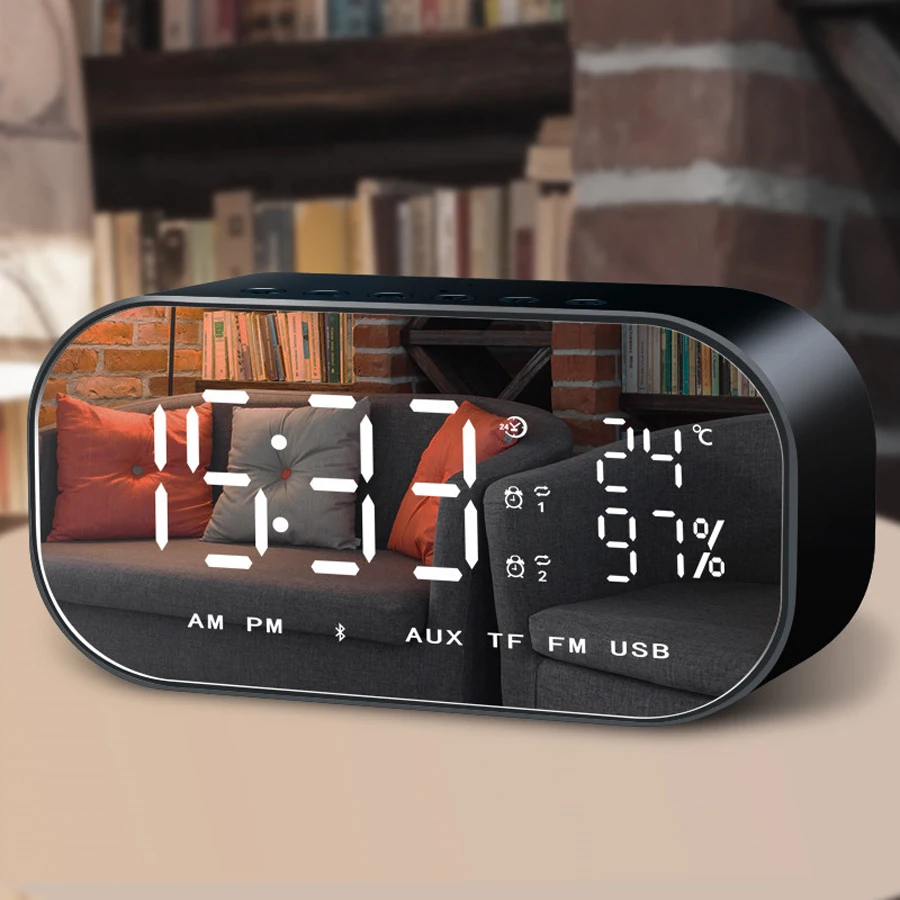 

Новые портативные Bluetooth колонки с поддержкой температуры, ЖК-дисплей, FM-радио, будильник, беспроводной стерео сабвуфер, музыкальная шкатулк...
