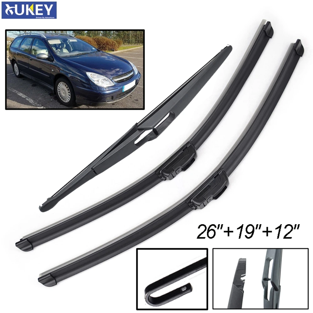 Xukey 3Pcs/set Front Rear Windscreen Wiper Blades Set For Citroen C5 DE Estate 2003 2002 2001 26&quot18&quot12&quot | Автомобили и