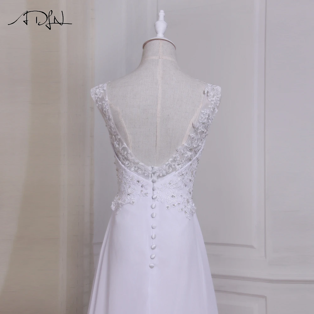 ADLN Дешевое пляжное свадебное платье, большие размеры, Vestido De Novia, платья для невесты, шифоновое платье с бисером на заказ, Robe De Mariage