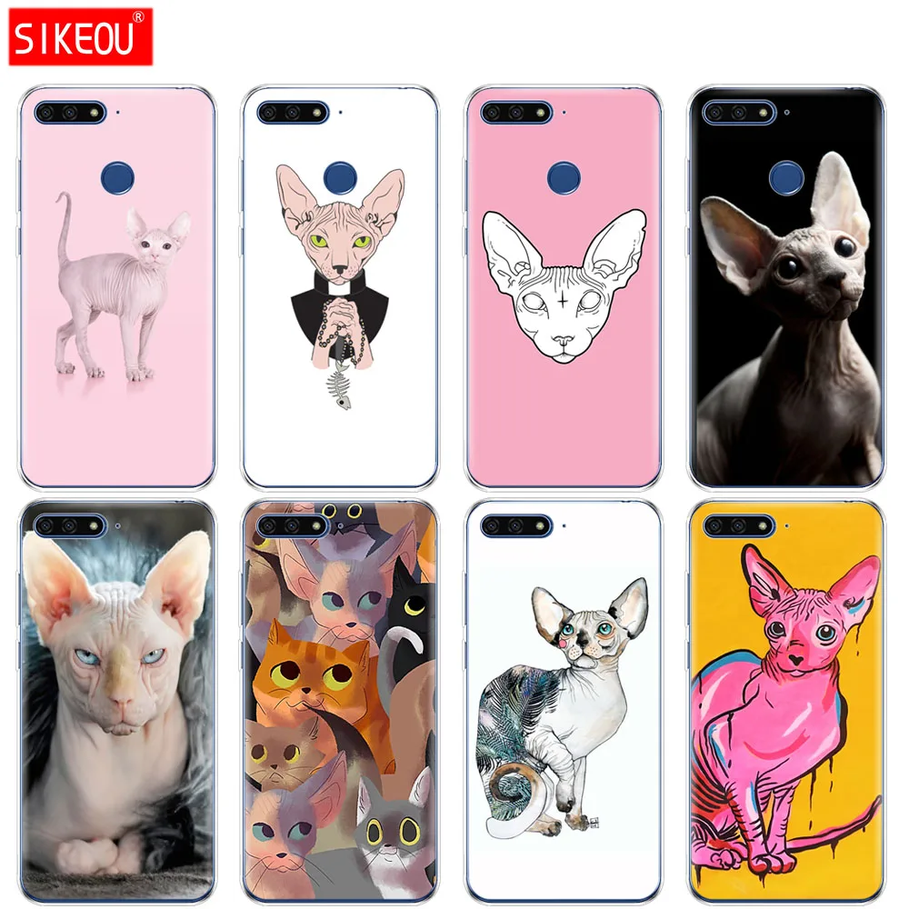 Силиконовый чехол для телефона Huawei Honor 7A PRO 7C Y5 Y6 Y7 Y9 2017 2018 Prime sphynx cat|Бамперы| |