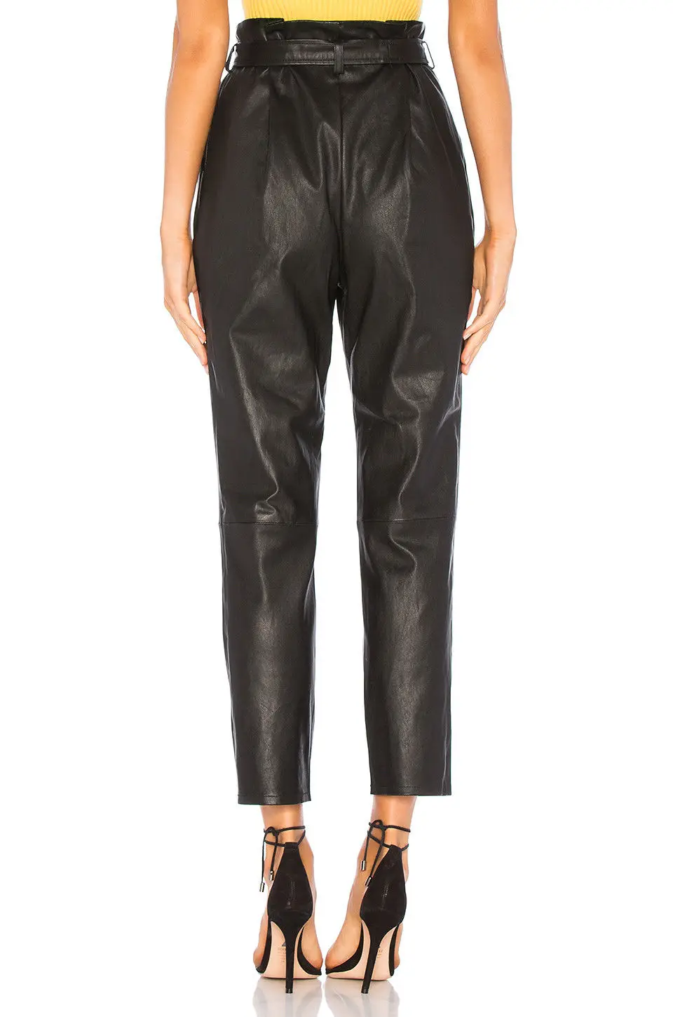 

New Fashion High Waist Women Leather Pants Warm Autumn Winter Slim Pencil Trousers Black Stylish Female Long Loose PU Pants