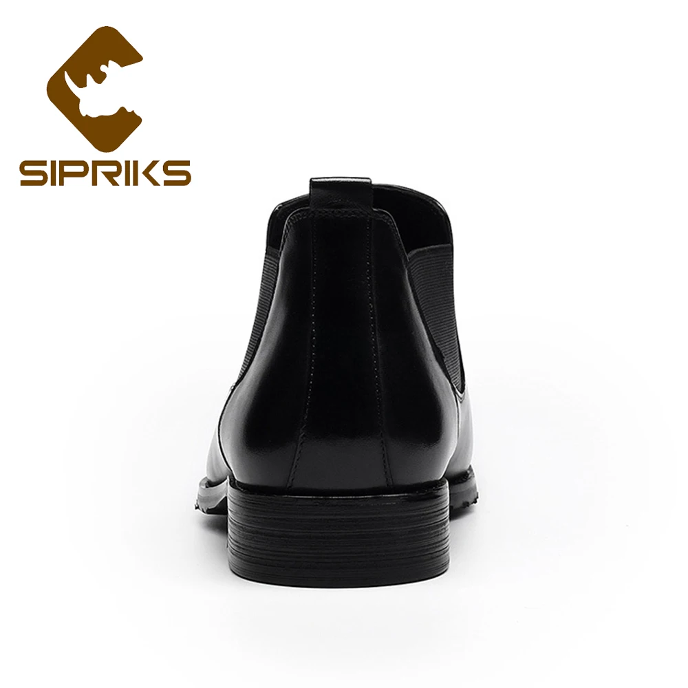 2020 Sipriks итальянские черные кожаные короткие ботинки мужские челси красные