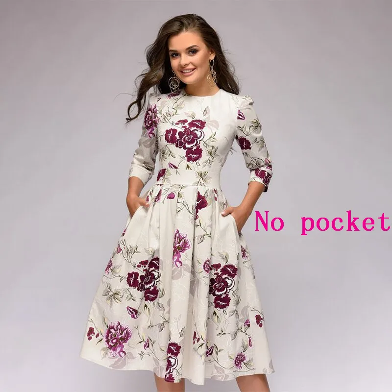 Женское элегантное ТРАПЕЦИЕВИДНОЕ ПЛАТЬЕ 2018 винтажные вечерние платья с принтом