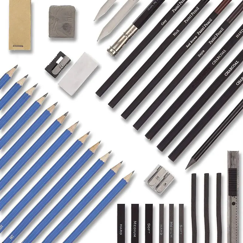 40 шт карандаши для рисования и эскиз набор в всплывающем футляре на молнии