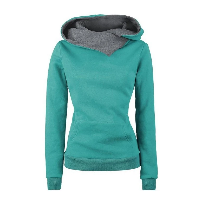 Женские осенние толстовки с капюшоном длинными рукавами и карманами пуловер