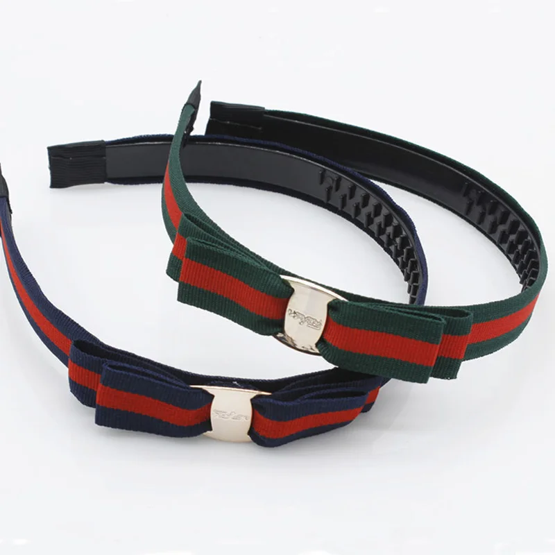 Корейский стиль с милым бантом в полоску лента для волос оголовье Головные уборы