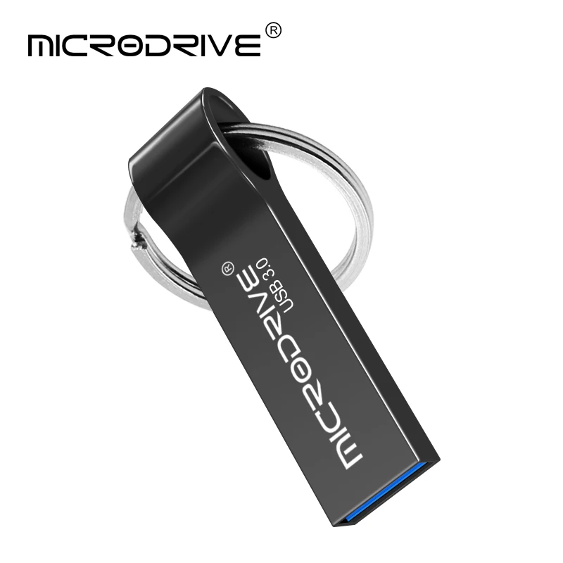 Высокая скорость USB 3,0 Металлический флеш-накопитель 16 ГБ 32 ГБ 64 ГБ 128 ГБ флеш-накопитель водонепроницаемый usb флеш-накопитель флешки с цепочкой для ключей - Цвет: Черный