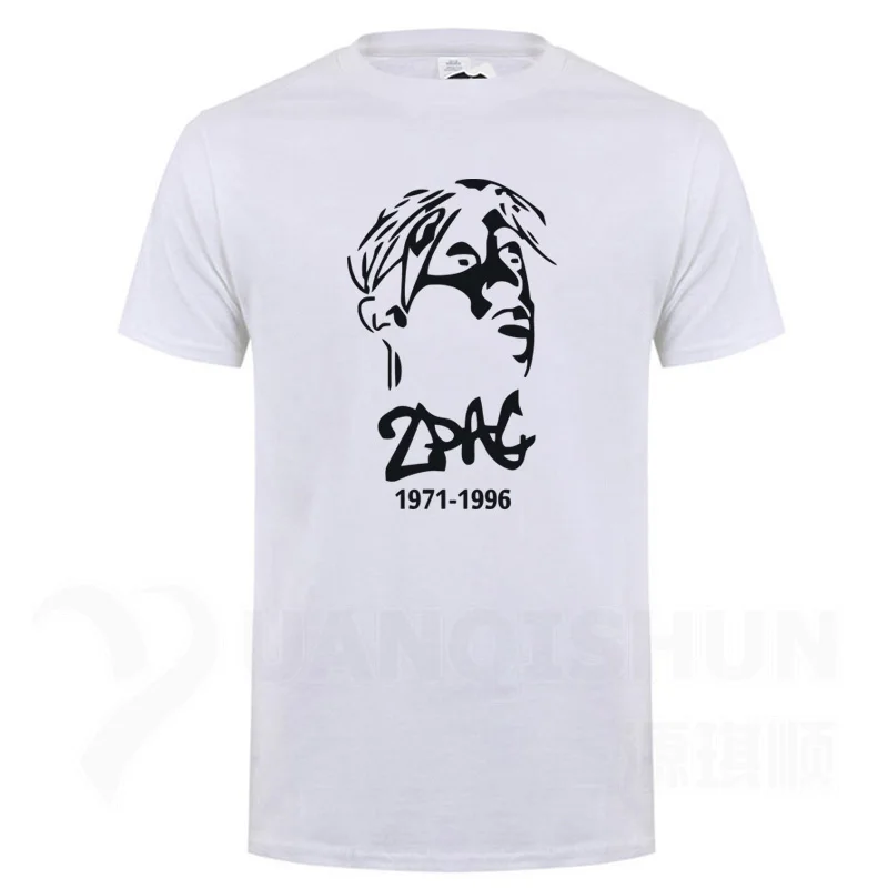 White 1 Thug Life Tupac 2PAC знаменитости портрет футболка хип-хоп рэп рок Мужская футболка модная мужская футболка с круглым вырезом хлопковые топы футболки - Цвет: White 1