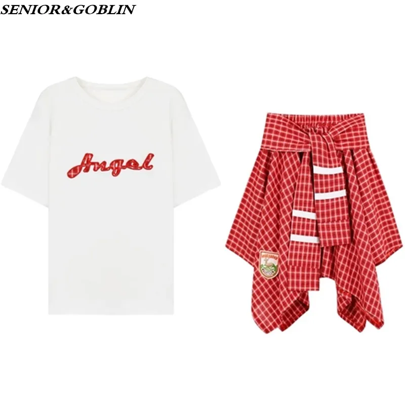 Женский Асимметричный комплект из 2 предметов футболка с коротким рукавом и